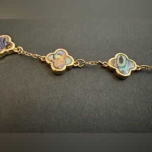 Gold plated and Abalone Clover Bracelet